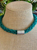 Teal "Beads as Fiber" Necklace - 26"