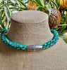Beaded Oimatsu Necklace Rope™ with Lamp Work Focal Bead- Teal with Grey (27")