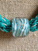 Beaded Oimatsu Necklace Rope™ with Lamp Work Focal Bead- Teal with Grey (27")