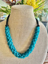 Teal and Black Edo Blended Necklace Lei - 24"