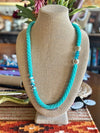 Nature's Beach Teal and White Necklace Lei - Extra Long 35"