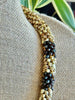 Yellow Picasso Dragon Scales w/ Transparent Topaz Beads Necklace  -31"
