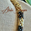 Yellow Picasso Dragon Scales w/ Transparent Topaz Beads Necklace  -31"
