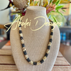 Yellow Picasso Dragon Scales w/ Transparent Topaz Beads Necklace  -31"