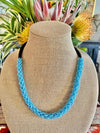 Rainbow Blue Crystal Beaded Edo Necklace  Lei - 24"