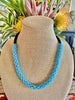 Rainbow Blue Crystal Beaded Edo Necklace  Lei - 24"