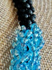 Rainbow Blue Crystal Beaded Edo Necklace  Lei - 24"