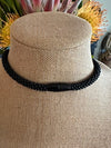 Rainbow Blue Crystal Beaded Edo Necklace  Lei - 24"