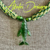 Humpback Whale Green Pendent Necklace  - 34"