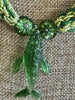 Humpback Whale Green Pendent Necklace  - 34"