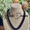 Hawaiian Beaded Necklace Lei - Matte and Glossy Black (26")