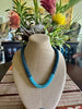 Hawaiian Beaded Necklace Lei Rope- Two-Toned Blue with Aqua 27"