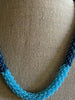 Hawaiian Beaded Necklace Lei Rope- Two-Toned Blue with Aqua 27"