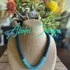 Hawaiian Beaded Necklace Lei Rope- Two-Toned Blue with Aqua 27"
