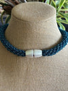 Hawaiian Beaded Necklace Lei Rope- Two-Toned Blue with Aqua 27"