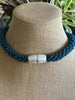 Hawaiian Beaded Necklace Lei Rope- Two-Toned Blue with Aqua 27"