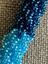 Hawaiian Beaded Necklace Lei Rope- Two-Toned Blue with Aqua 27"