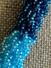 Hawaiian Beaded Necklace Lei Rope- Two-Toned Blue with Aqua 27"