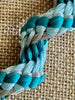 Sky Blue, Teal and Metallic Silver Fiber Necklace Lei or Hat Band- 21"