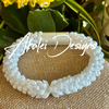 White Glossy Pearl Scales Necklace Wedding Lei (women or men) - 32"