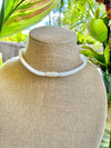Hawaiian Lilikoi Necklace Lei - Matte White - 22” (Wedding Design)