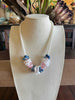 White Wedding Haku Mini Lei "B" (Pink/Blue): Necklace  - 22"