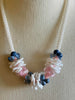 White Wedding Haku Mini Lei "B" (Pink/Blue): Necklace  - 22"