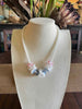 White Wedding Haku Mini Lei "A" (Pink/Blue): Necklace  - 21"