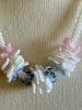 White Wedding Haku Mini Lei "A" (Pink/Blue): Necklace  - 21"