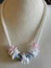 White Wedding Haku Mini Lei "A" (Pink/Blue): Necklace  - 21"