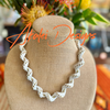 Silk Fiber with Metallic Kumihimo Necklace Lei- White & Gold Metallic Fiber 25""