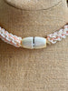 Hawaiian Beaded Necklace Oimatsu Lei- Matte White, Pink and Butter (25")
