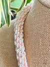 Hawaiian Beaded Necklace Oimatsu Lei- Matte White, Pink and Butter (25")