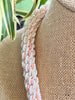 Hawaiian Beaded Necklace Oimatsu Lei- Matte White, Pink and Butter (25")