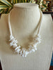White Wedding Rose Petal Beaded Hawaiian Lei Mini (5 Cluster)  - 20"