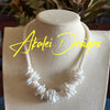White Wedding Rose Petal Beaded Hawaiian Lei Mini (5 Cluster)  - 20"