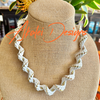 Silk Fiber with Metallic Kumihimo Necklace Lei- White & Gold Metallic Fiber 25""