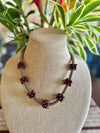 Hawaiian Lei Metallic Brown with Large Wine Tear Drop Clusters  - 23"