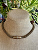 Hawaiian Lei Metallic Brown with Large Wine Tear Drop Clusters  - 23"