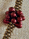 Hawaiian Lei Metallic Brown with Large Wine Tear Drop Clusters  - 23"