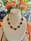 Hawaiian Lei Metallic Brown with Large Wine Tear Drop Clusters  - 23"