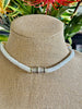 Crystal Lentil with Topaz Rizo Double Spiral Necklace  - 25"