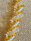 Crystal Lentil with Topaz Rizo Double Spiral Necklace  - 25"