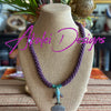 Stunning Lavender with Blue/Green Whale Pendent Glass Beaded Necklace - 32"