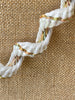 Silk Fiber with Metallic Braided Kumihimo Necklace Lei- White & Gold Metallic Fiber 21"