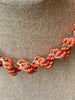 Orange Silk Fiber & Metallic Japanese Necklace Lei- 18"