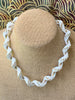 Silk Fiber with Metallic Braided Kumihimo Necklace Lei- White & Gold Metallic Fiber 21"