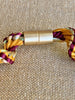 Gold, Red and Silver Kumihimo Metallic Necklace  Lei & Hat Band- 21"