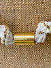 Silk Fiber with Metallic Braided Kumihimo Necklace Lei- White & Gold Metallic Fiber 21"