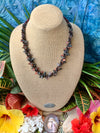 Black/Gray/Rust Beaded Kumihimo Necklace - 26" (one-of-a-kind)